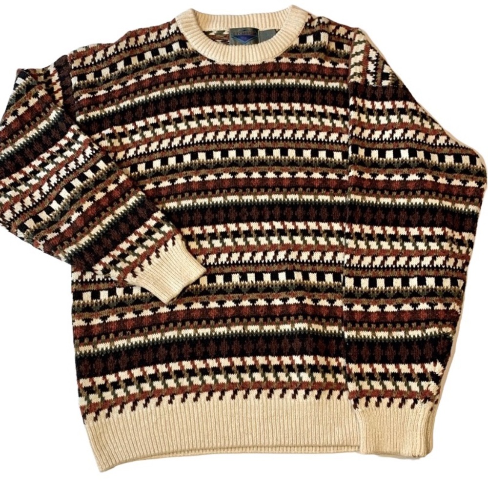 Vintage Etchings Pullover Sweater Multi Neutral Colored Coogi Style